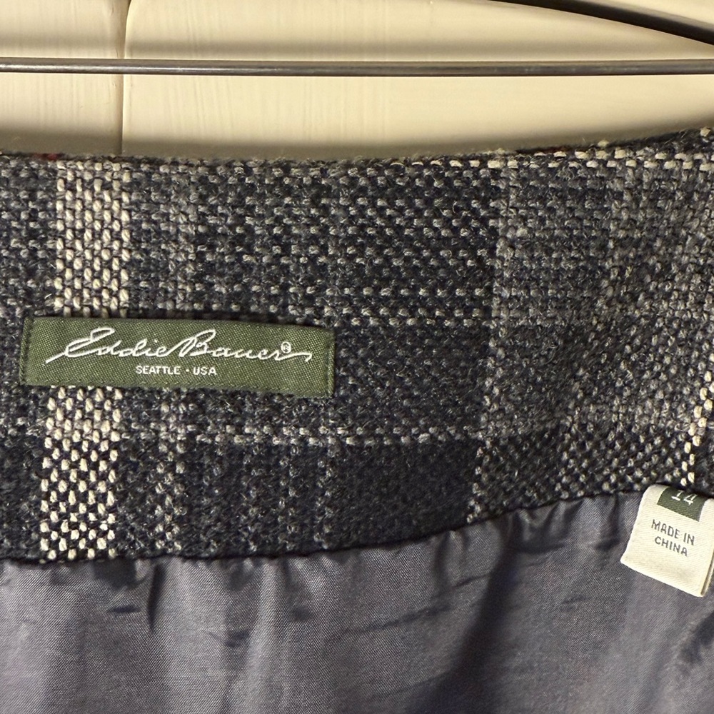 Eddie Bauer Preppy Academia A-Line Tartan Plaid Wool Blend Fringed Hem Skrit - Picture 3 of 6